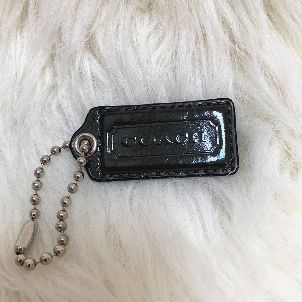COACH Dark Olive Green Patent Leather Lozenge Purse Charm Hang Tag 2.25"